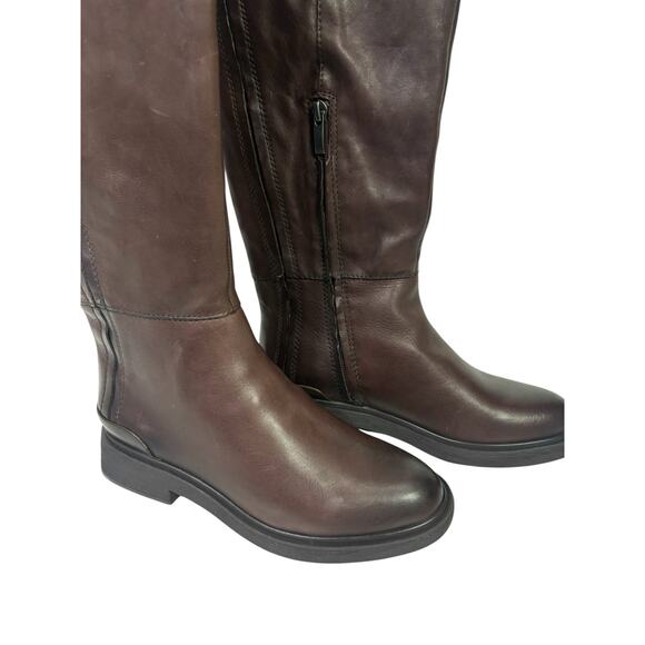Franco Sarto Brown Leather Over The Knee Riding Boots 7.5M Wide Calf Battina - Picture 8 of 16